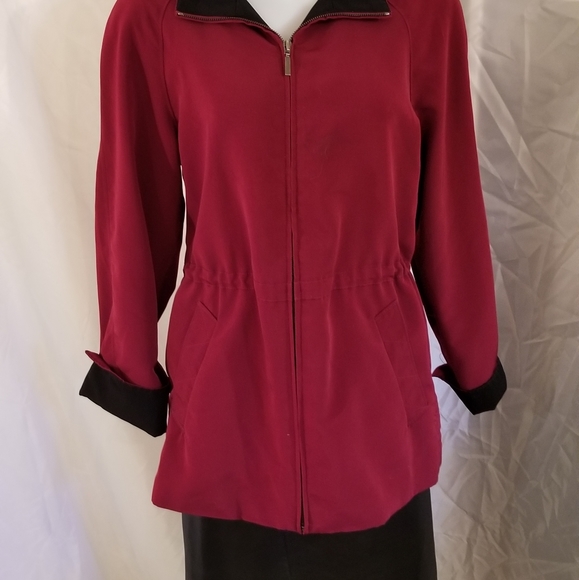 Womens Jones New York Jacket Zip Lightweight Red - Picture 4 of 8